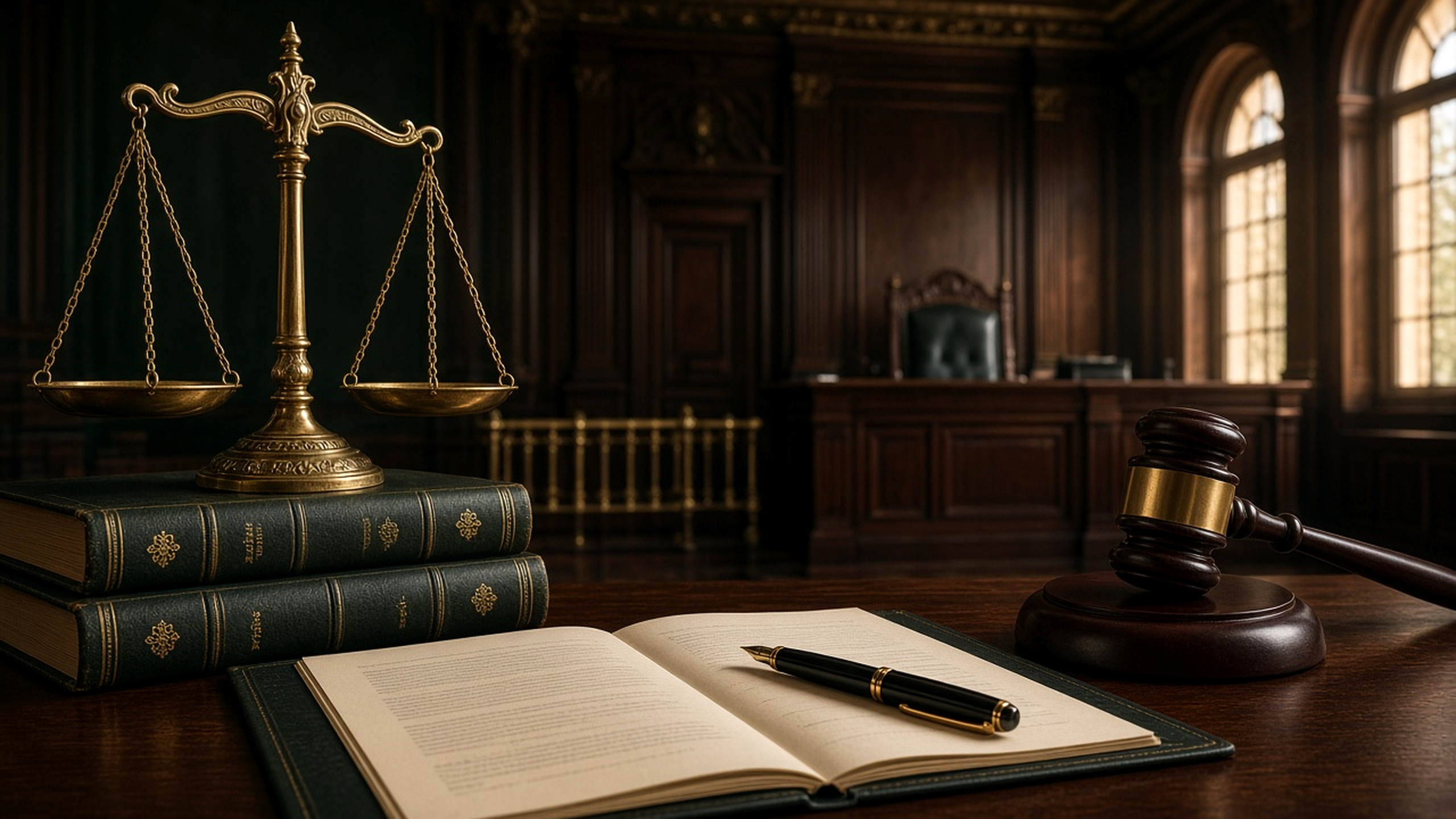 Hukuk bürosu — adalet terazisi ve mahkeme